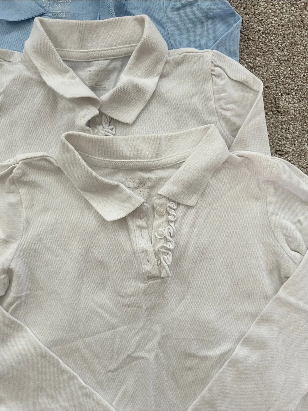 5 Pk Girls Uniform Long Sleeve Ruffle Soft Stretch Pique Polo Shirt Size 5T